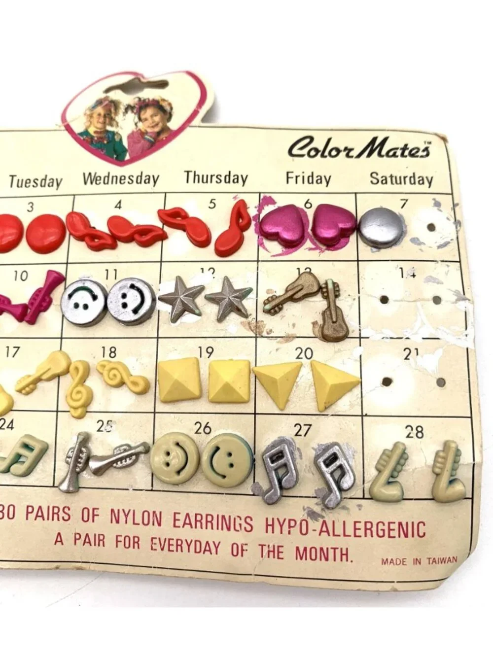 Vintage Hypo-Allergenic Nylon Earrings Colorful 1980s ColorMates Shalom Intl